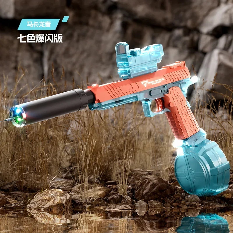 Unleash Epic Water Battles with the Automatic Desert Eagle Electric Water Gun - Flashing Lights & Long-Range Fun!